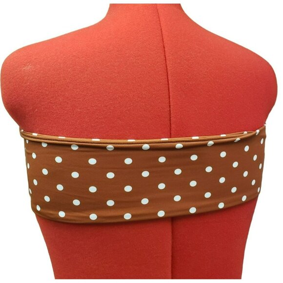 PacSun L.A. Hearts Brown & White Polka Dot Bandeau Bikini Top Large NWT - Picture 4 of 5